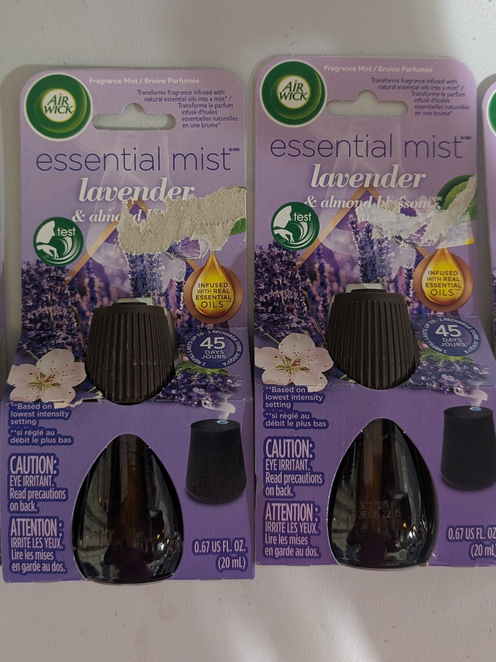 (4) Air Wick Essential Mist Refills Lavender and Almond Blossom,Air Freshener